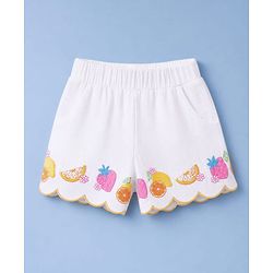 Babyhug Cotton Woven Sleeveless Tropical Theme & Floral Printed Top & Shorts Set - White