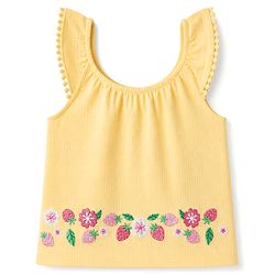 Babyhug 100% Cotton Single Jersey Knit Sleeveless Floral & Tropical Theme Embroidered Top & Shorts Set - Orange