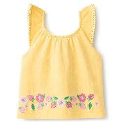 Babyhug 100% Cotton Single Jersey Knit Sleeveless Floral & Tropical Theme Embroidered Top & Shorts Set - Orange
