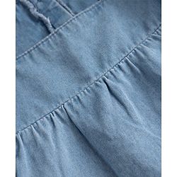 Babyhug Denim Knit Sleeveless Floral Embroidered Top & Leggings Set - Blue