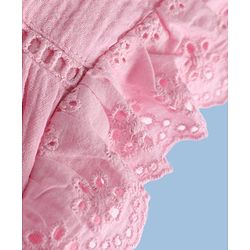 Babyhug Cotton Woven Frill Sleeves Schiffili Top & Skirt Set - Pink