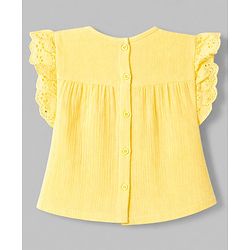 Babyhug Cotton Woven Sleeveless Solid Textured Top & Skirt Set - Yellow