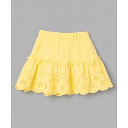 Babyhug Cotton Woven Sleeveless Solid Textured Top & Skirt Set - Yellow