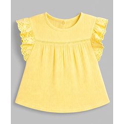 Babyhug Cotton Woven Sleeveless Solid Textured Top & Skirt Set - Yellow