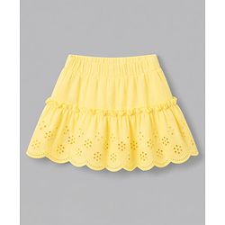 Babyhug Cotton Woven Sleeveless Solid Textured Top & Skirt Set - Yellow