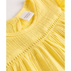 Babyhug Cotton Woven Sleeveless Solid Textured Top & Skirt Set - Yellow