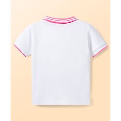 Babyhug Single Jersey Knit Half Sleeves Top & Skirt Set with Butterfly Print - White & Pink