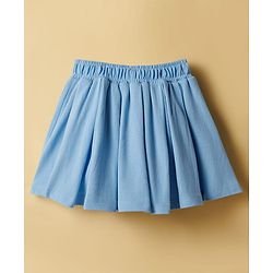 Babyhug Single Jersey Knit Sleeveless Top & Skirt Set With Heart Print - White & Blue