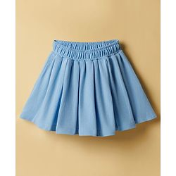 Babyhug Single Jersey Knit Sleeveless Top & Skirt Set With Heart Print - White & Blue