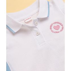 Babyhug Single Jersey Knit Sleeveless Top & Skirt Set With Heart Print - White & Blue
