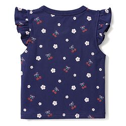 Babyhug 100% Cotton Interlock Knit Frill Sleeves Stripe & Floral Printed Front Open Jhablas Pack of 3 - Pink Red & Navy