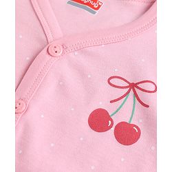 Babyhug 100% Cotton Interlock Knit Frill Sleeves Stripe & Floral Printed Front Open Jhablas Pack of 3 - Pink Red & Navy