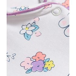 Babyhug 100% Cotton Knit Full Sleeves Bunny & Floral Printed Co-Ords Shirt & Pyjama Night Suit With Cap - White