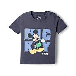 Babyhug Disney 100% Cotton Knit Half Sleeves T-Shirt & Shorts Set With Micky Mouse Graphics - Grey