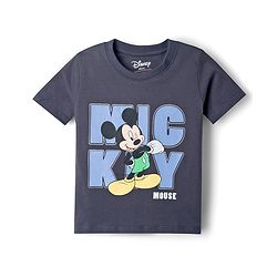 Babyhug Disney 100% Cotton Knit Half Sleeves T-Shirt & Shorts Set With Micky Mouse Graphics - Grey