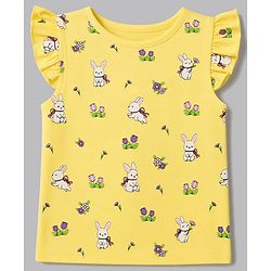 Babyhug 100% Cotton Knit Frill Sleeves Bunny & Floral Printed Jhablas Pack Of 3 - Yellow Pink & White