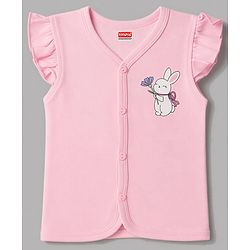 Babyhug 100% Cotton Knit Frill Sleeves Bunny & Floral Printed Jhablas Pack Of 3 - Yellow Pink & White