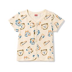 Babyhug 100% Cotton Interlock Knit Half Sleeves Front Open Jhablas with Star & Cub Face Print Pack of 3 - Light Blue