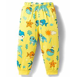 Babyhug Cotton Knit Half Sleeves Sea Life Printed Co-Ords T-Shirt & Pyjama Night Suit - Yellow