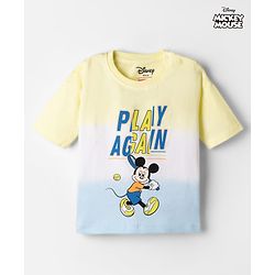 Babyhug Disney Cotton Knit T-Shirt Half Sleeve with Mickey Mouse Graphics Multi Color 6-9 Months