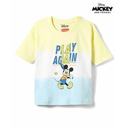 Babyhug Disney Cotton Knit T-Shirt Half Sleeve with Mickey Mouse Graphics Multi Color 6-9 Months