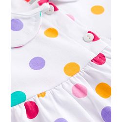 Babyhug Cotton Knit Full Sleeves Polka Dots Printed Co-Ords Top & Pyjama Night Suit - White