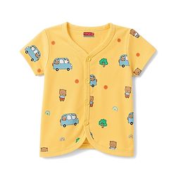 Babyhug 100% Cotton Knit Half Sleeves Striped Vehicles & Bear Printed Jhablas Pack Of 3 - Light Blue Yellow & Light Green