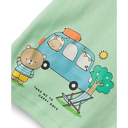 Babyhug 100% Cotton Knit Half Sleeves Striped Vehicles & Bear Printed Jhablas Pack Of 3 - Light Blue Yellow & Light Green
