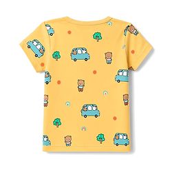 Babyhug 100% Cotton Knit Half Sleeves Striped Vehicles & Bear Printed Jhablas Pack Of 3 - Light Blue Yellow & Light Green
