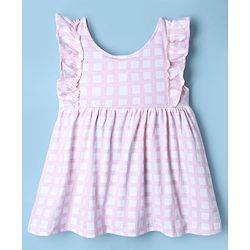 Babyhug Disney Single Jersey Knit Frock with Inner Tee and Headband with Half Sleeves and Marie Graphic - Pink