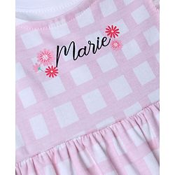 Babyhug Disney Single Jersey Knit Frock with Inner Tee and Headband with Half Sleeves and Marie Graphic - Pink