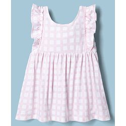 Babyhug Disney Single Jersey Knit Frock with Inner Tee and Headband with Half Sleeves and Marie Graphic - Pink