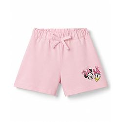 Babyhug Disney 100% Cotton Knit Sleeveless T-Shirt With Tie Up Strap & Shorts Set With Minnie Mouse Family Graphics Pack Of 2 - Light Blue & Pink