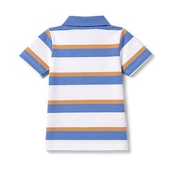 Babyhug 100% Cotton Knit Half Sleeves Striped Polo T-Shirt - White