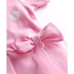 Babyhug Disney Interlock Knit Half Sleeves Onesie and Cap With Minnie Mouse Graphic and Applique Detailing - Pink