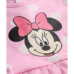 Babyhug Disney Interlock Knit Half Sleeves Onesie and Cap With Minnie Mouse Graphic and Applique Detailing - Pink