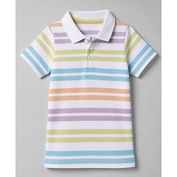 Babyhug 100% Cotton Knit Half Sleeves Polo T-Shirt with Striped Print - White