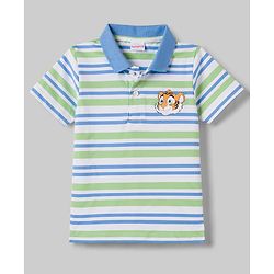 Babyhug Cotton Knit Polo T-Shirt with Graphics Multi Color 6-9 Months