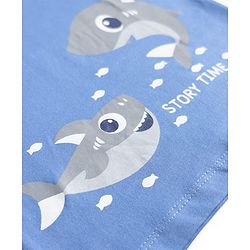 Babyhug Cotton Knit Half Sleeves T-Shirt & Shorts Night Suit with Whale Print - Blue