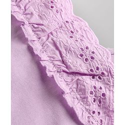 Babyhug Single Jersey Knit Half Sleeves Top & Shorts Set With Floral Print - Lavender & White