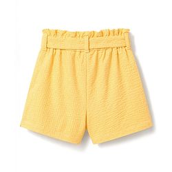 Babyhug Cotton Woven Sleeveless Top & Shorts Set With Floral Embroidery - Yellow