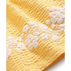 Babyhug Cotton Woven Sleeveless Top & Shorts Set With Floral Embroidery - Yellow