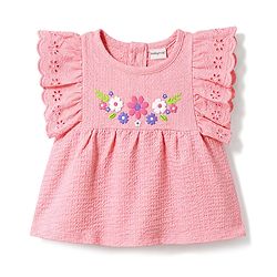 Babyhug Single Jersey Knit Sleeveless Top & Culottes  Set With Floral Detailing - Pink