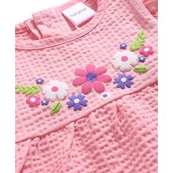 Babyhug Single Jersey Knit Sleeveless Top & Culottes  Set With Floral Detailing - Pink
