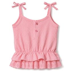 Babyhug Single Jersey Knit Sleeveless Top & Skorts Set With Floral Print - Pink
