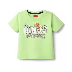 Babyhug Cotton Knit Half Sleeves T-Shirt & Shorts Night-Suit With Dino Print - Green