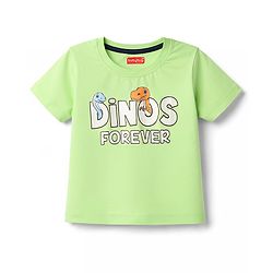 Babyhug Cotton Knit Half Sleeves T-Shirt & Shorts Night-Suit With Dino Print - Green