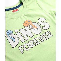 Babyhug Cotton Knit Half Sleeves T-Shirt & Shorts Night-Suit With Dino Print - Green