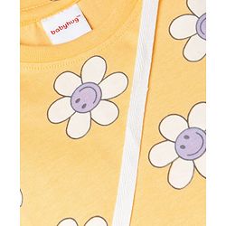 Babyhug Single Jersey Knit Half Sleeves Floral Printed T-Shirt & Shorts Set - Orange & White