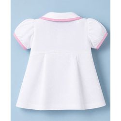 Babyhug Disney Interlock Knit Half Sleeves Onesie With Minnie Mouse Graphic & Headband - White